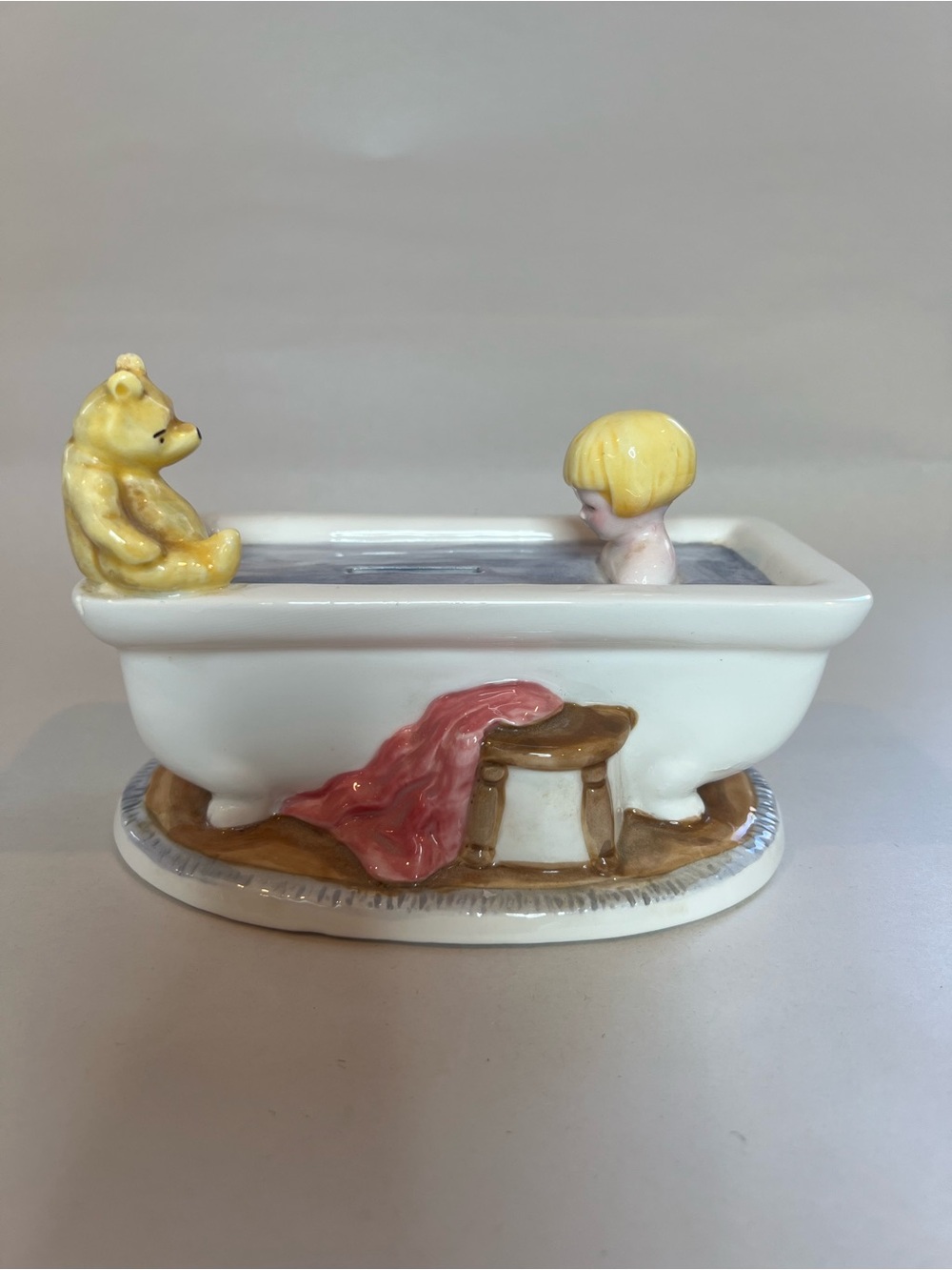 Classic Pooh Bear Christopher Robin Bathtub Tub Coin Bank Disney Charpente